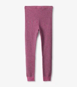 New Girls Pink Glitter Knit Leggings Bottoms