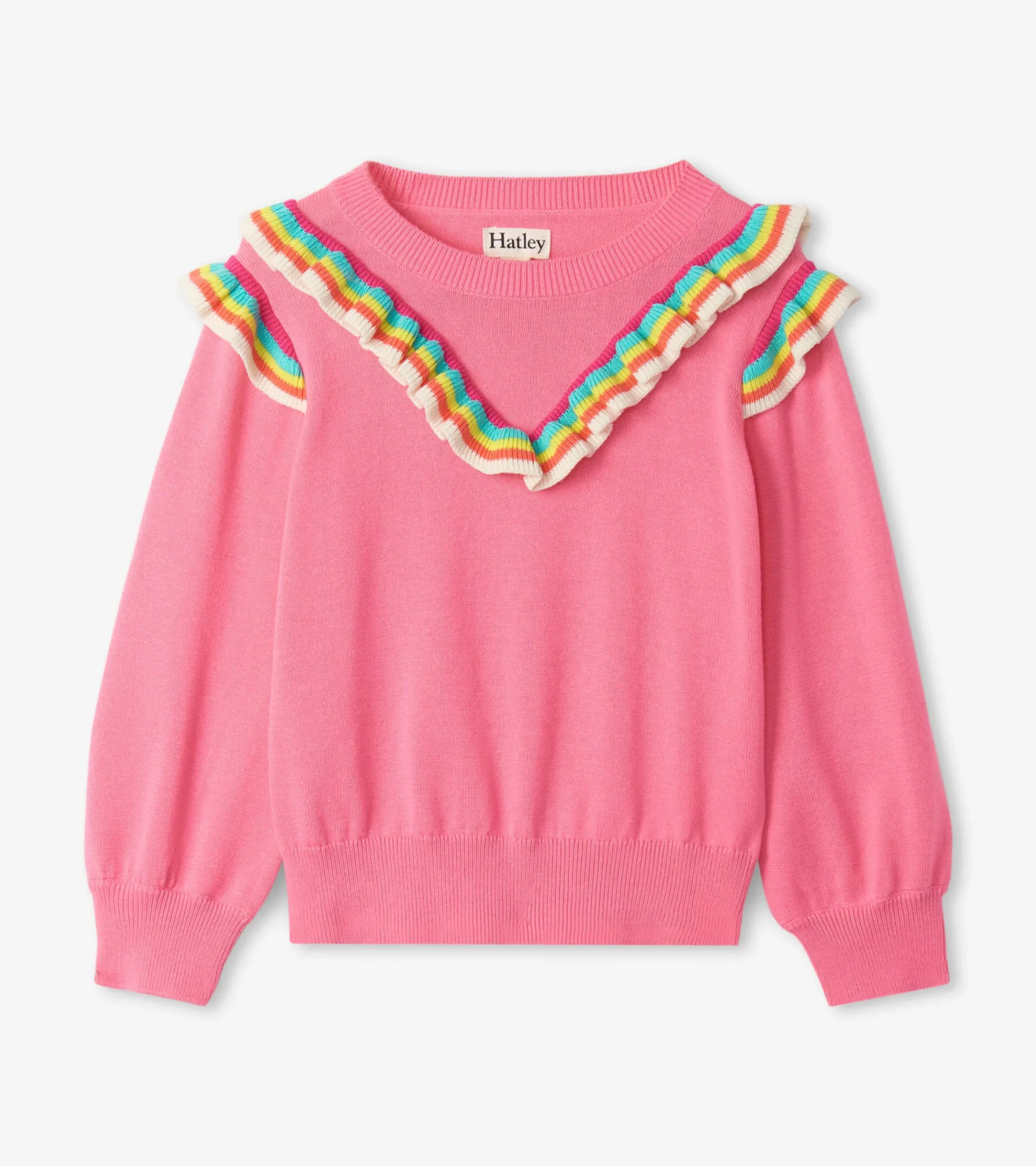 Hot Girls Pink Rainbow Ruffle Sweater Sweaters