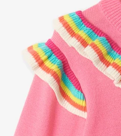 Hot Girls Pink Rainbow Ruffle Sweater Sweaters