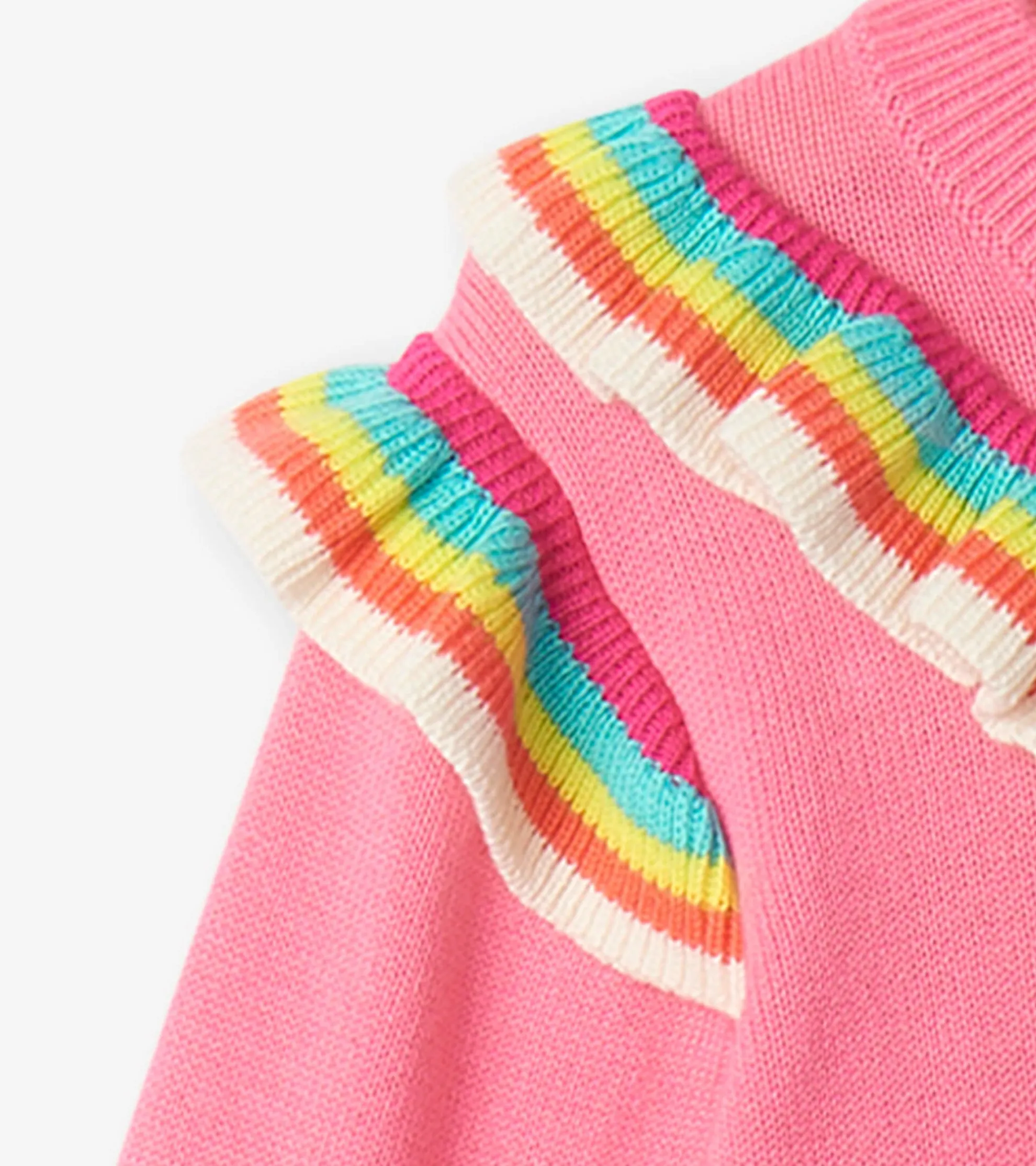 Hot Girls Pink Rainbow Ruffle Sweater Sweaters