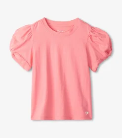 Online Girls Pink Sachet Twisted Sleeve Tee Tops