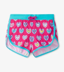 Girls Pink Shibori Swim Shorts Swimwear|Swimwear