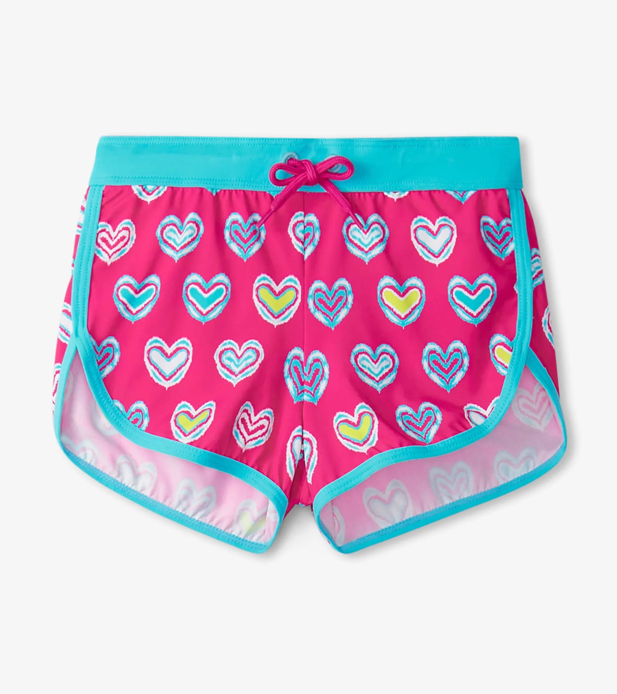 Girls Pink Shibori Swim Shorts Swimwear|Swimwear