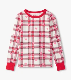 Hot Girls Plaid Hearts Pajama Set Sleepwear|Sleepwear