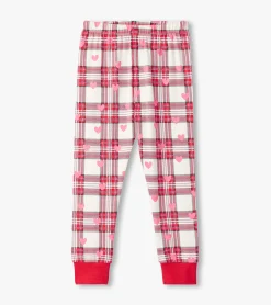 Hot Girls Plaid Hearts Pajama Set Sleepwear|Sleepwear