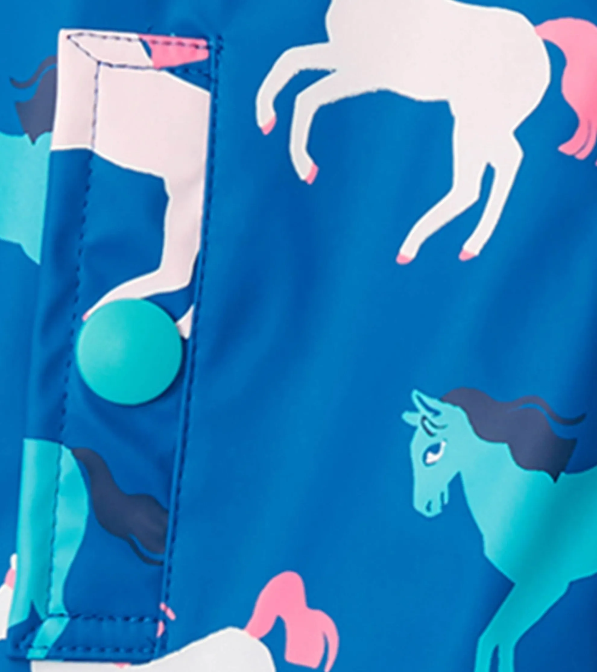 Girls Prancing Horses Colour Changing Sherpa Lined Button-Up Rain Jack Rainwear|Rainwear