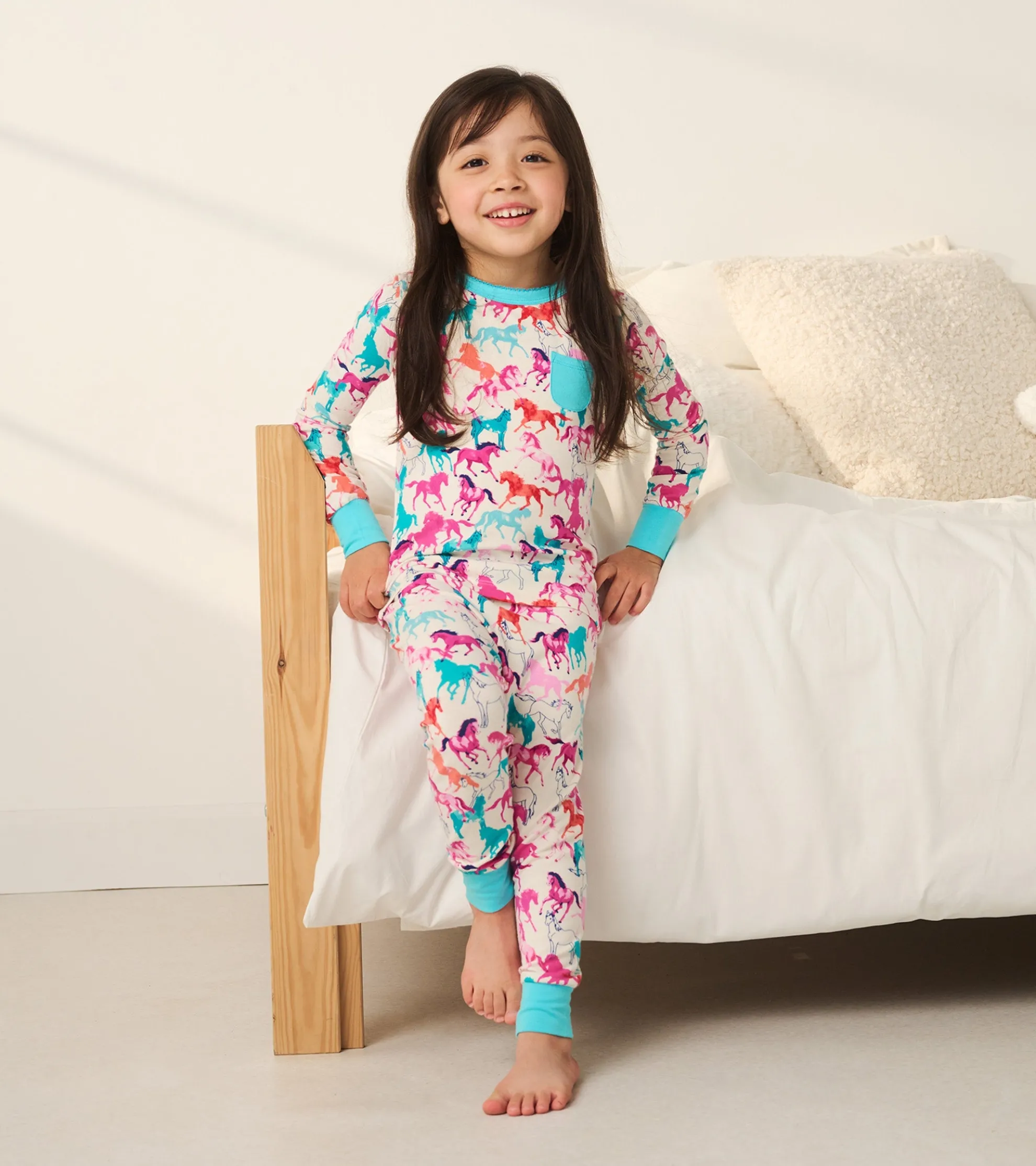Sale Girls Pretty Horses Bamboo Pajama Set Sleepwear|Sleepwear