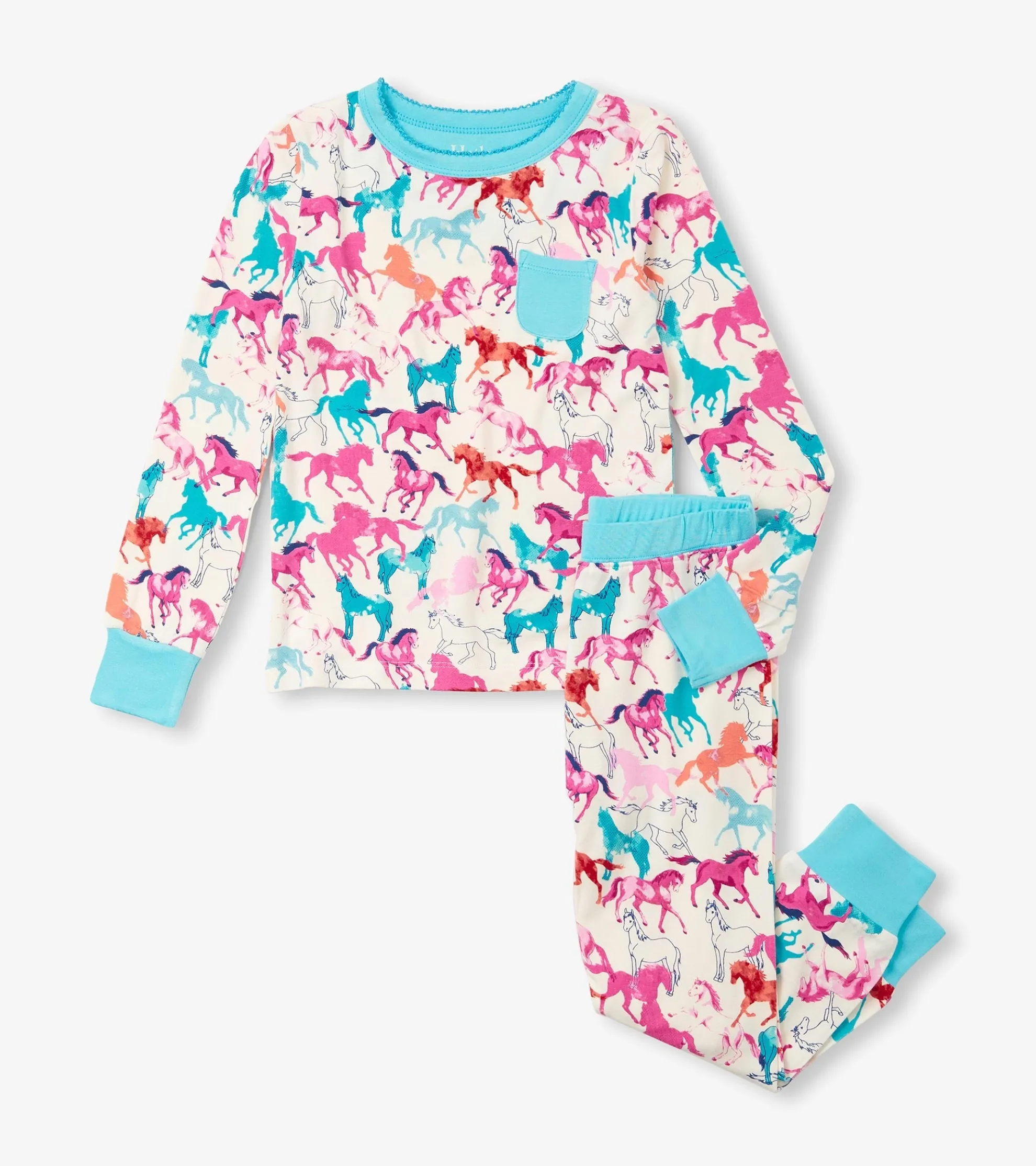 Sale Girls Pretty Horses Bamboo Pajama Set Sleepwear|Sleepwear