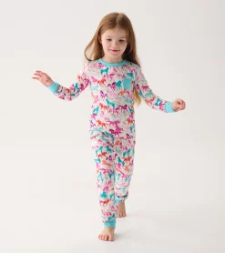 Sale Girls Pretty Horses Bamboo Pajama Set Sleepwear|Sleepwear