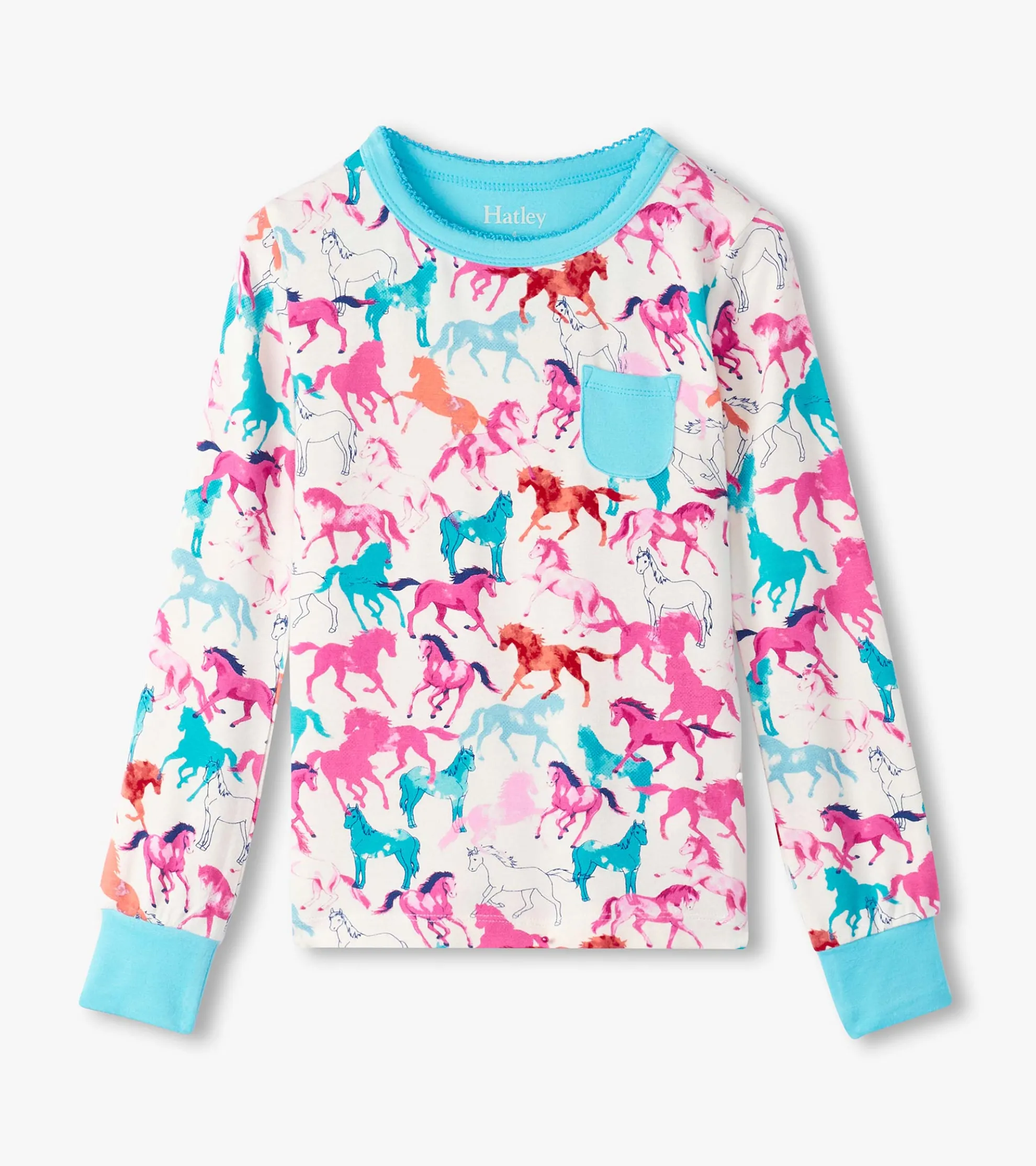 Sale Girls Pretty Horses Bamboo Pajama Set Sleepwear|Sleepwear