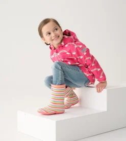 Outlet Girls Pretty Stripes Packable Rain Boots Rainwear|Rainwear