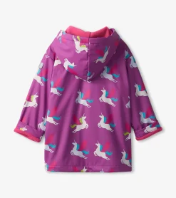 Online Girls Pretty Unicorn Colour Changing Button-Up Rain Jacket Rainwear|Rainwear