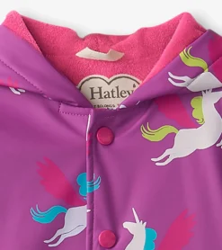 Online Girls Pretty Unicorn Colour Changing Button-Up Rain Jacket Rainwear|Rainwear