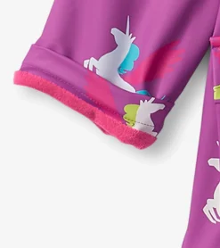 Online Girls Pretty Unicorn Colour Changing Button-Up Rain Jacket Rainwear|Rainwear