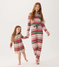 Sale Girls Puppy Hearts Fair Isle Long Sleeve Nightdress Sleepwear|Sleepwear
