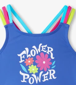 Girls Rainbow Flower Two-Piece Crop Top Bikini Set Swimwear|Swimwear