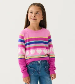 Discount Girls Rainbow Heart Sweater Sweaters