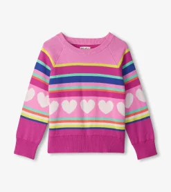 Discount Girls Rainbow Heart Sweater Sweaters