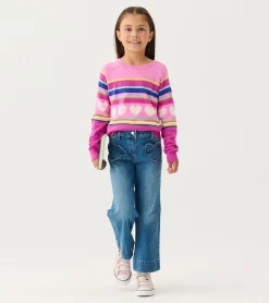 Discount Girls Rainbow Heart Sweater Sweaters