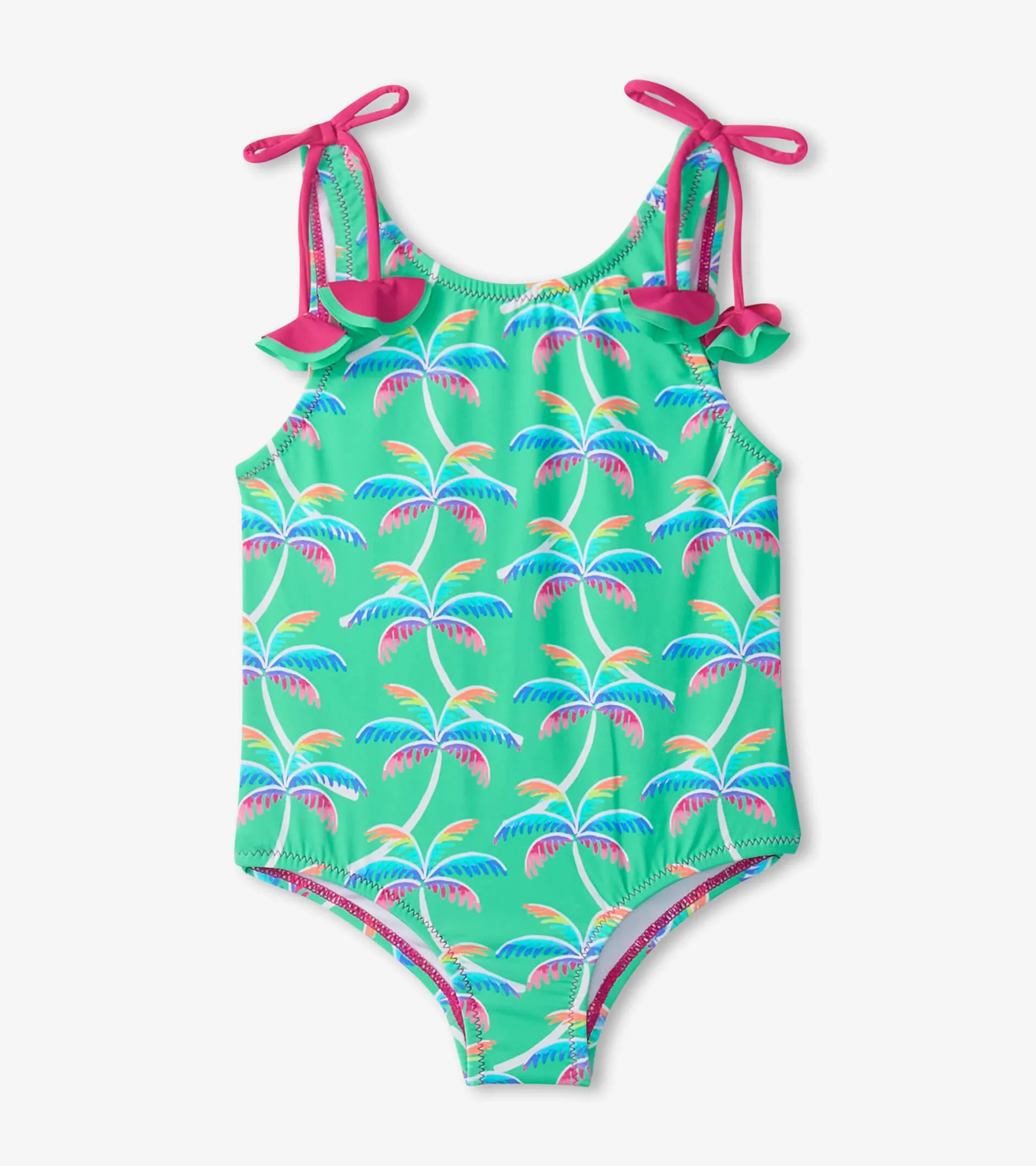 New Girls Rainbow Palm Shoulder Shoulder Bow Swimsuit Swimwear|Swimwear