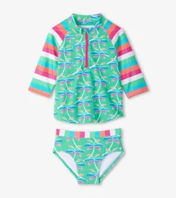 Sale Girls Rainbow Palm Two-Piece Rashguard Set Swimwear|Swimwear