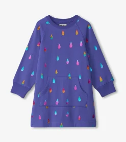 Discount Girls Rainbow Raindrops Sweater Dress Dresses