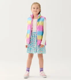 Girls Rainbow Shine Reversible Quilted Vest Outerwear|Tops