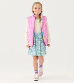 Girls Rainbow Shine Reversible Quilted Vest Outerwear|Tops