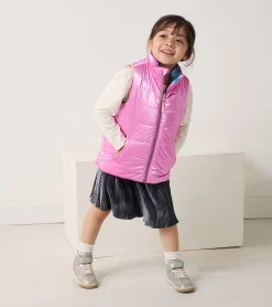Girls Rainbow Shine Reversible Quilted Vest Outerwear|Tops