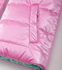 Girls Rainbow Shine Reversible Quilted Vest Outerwear|Tops