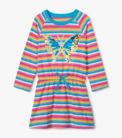 Sale Girls Rainbow Stripes Drop Waist Dress Dresses