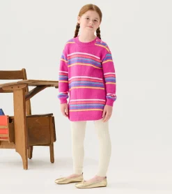 Girls Rainbow Stripes Sweater Tunic Sweaters