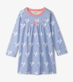 Online Girls Rainbow Unicorn Long Sleeve Nightgown Sleepwear|Sleepwear