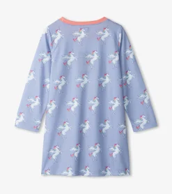 Online Girls Rainbow Unicorn Long Sleeve Nightgown Sleepwear|Sleepwear