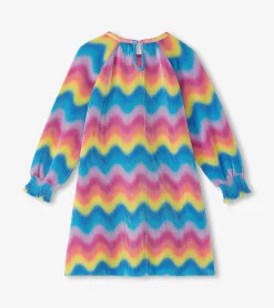 Discount Girls Rainbow Wave Pleated A-Line Dress Dresses