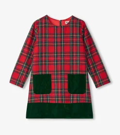 Outlet Girls Red Plaid A-Line Dress Dresses