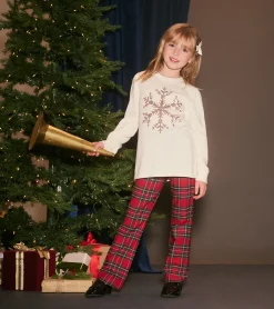 Discount Girls Red Plaid Flared Pants Bottoms