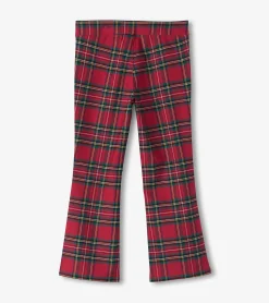 Discount Girls Red Plaid Flared Pants Bottoms
