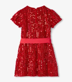 Sale Girls Red Sequins Velvet Dress Dresses