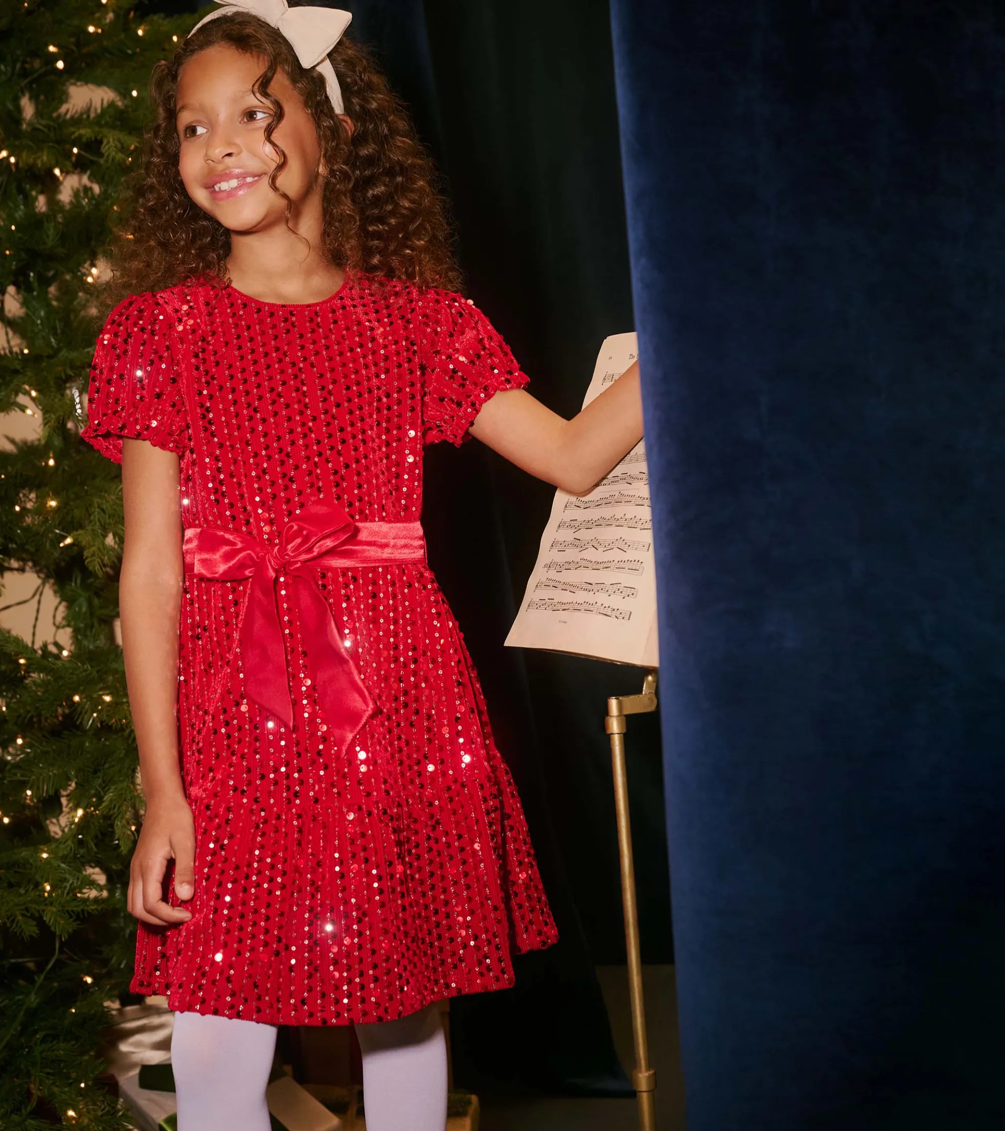 Sale Girls Red Sequins Velvet Dress Dresses
