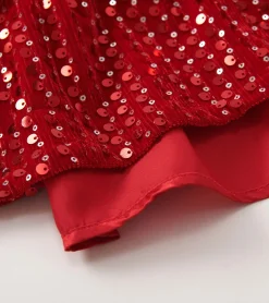 Sale Girls Red Sequins Velvet Dress Dresses