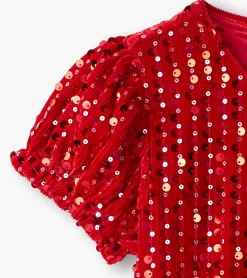 Sale Girls Red Sequins Velvet Dress Dresses