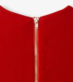 New Girls Red Velvet Smocked Panel Dress Dresses