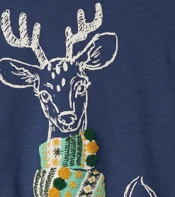 New Girls Reindeer Scarf T-Shirt Tops