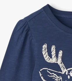 New Girls Reindeer Scarf T-Shirt Tops
