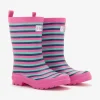 Hot Girls Rose Violet Stripes Matte Rain Boots Rainwear|Rainwear
