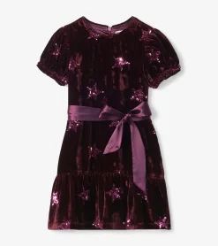 Clearance Girls Sequin Stars Velvet Dress Dresses