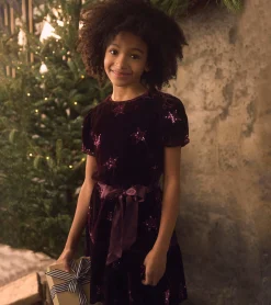 Clearance Girls Sequin Stars Velvet Dress Dresses