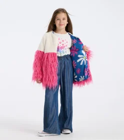 Sale Girls Sheer Pink Faux Fur Jacket Sweaters
