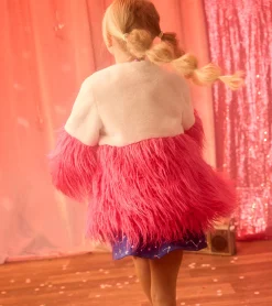 Sale Girls Sheer Pink Faux Fur Jacket Sweaters